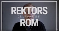 Rektor Peter Tornquist snakker til kamera bak teksten "Rektors rom 25. januar 2021".