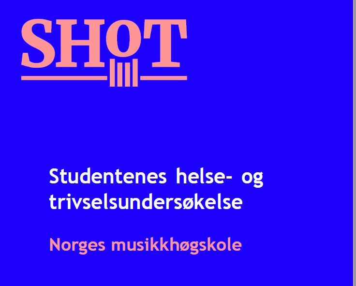 Illustrasjon SHoT-undersøkelsen. Orange og hvite bokstaver på blå bunn.