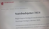 Skjermbilde av nettsiden til Stortinget der det står Statsbudsjettet 2024 og at det blir lagt fram 6. oktober.