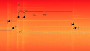 En spektromorfologisk analyse, gjort med auditiv sonologi analyseredskaper og lagt inn i Akusmografen av et elektroakustisk verk av Bernard Parmegiani.