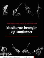 Forsiden til boken "Musikerne, bransjen og samfunnet" av forfatterne Sigrid Røyseng, Heidi Stavrum og John Vinge (red.) på Cappelen Damm Akademisk (open access).