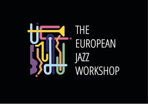 Logoen til European Jazz Workshop: Antydning til blåseinstrumenter tvinner seg rundt hverandre.