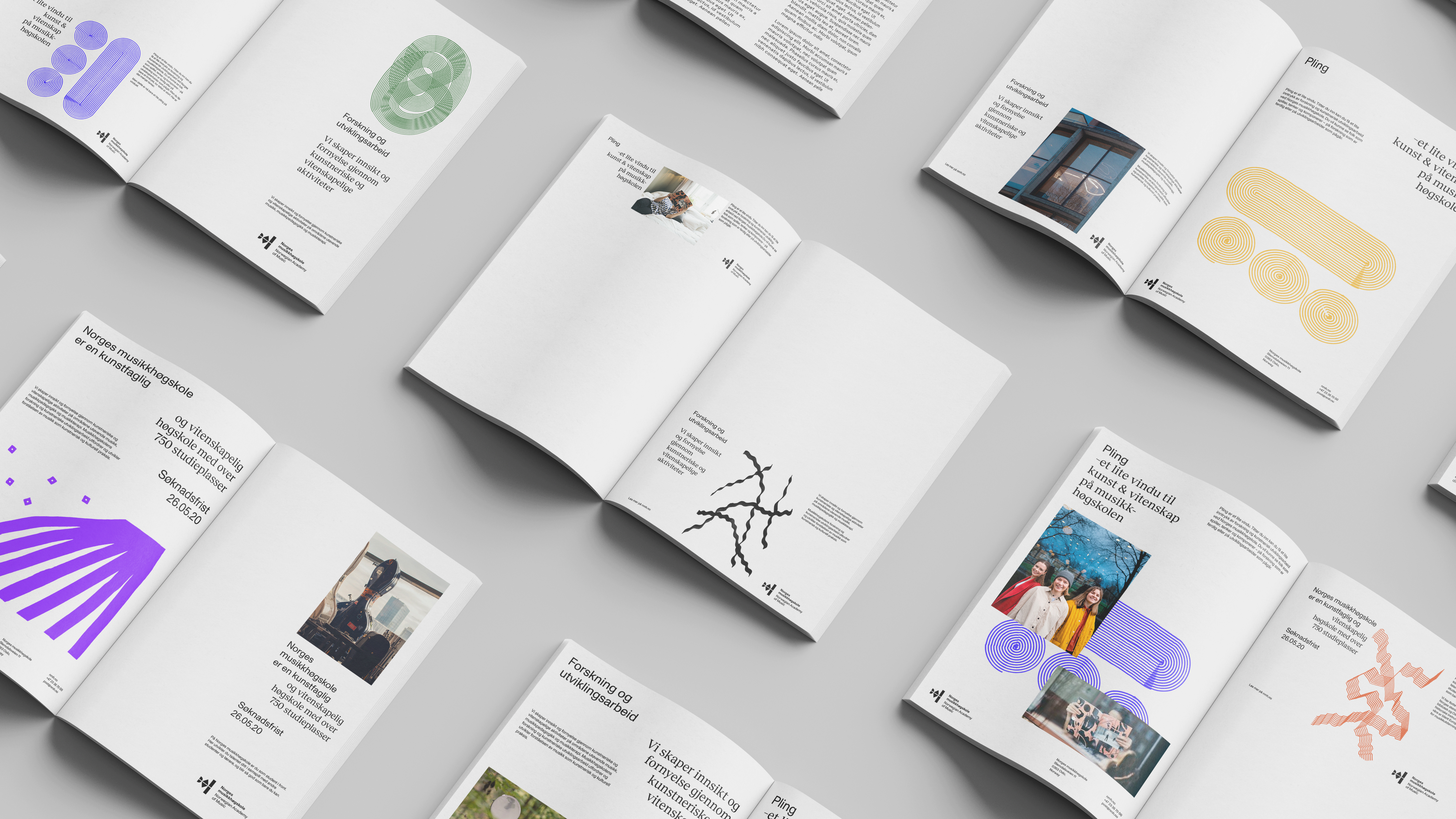 Eksempel på trykksaker med logo og diverse illustrasjoner