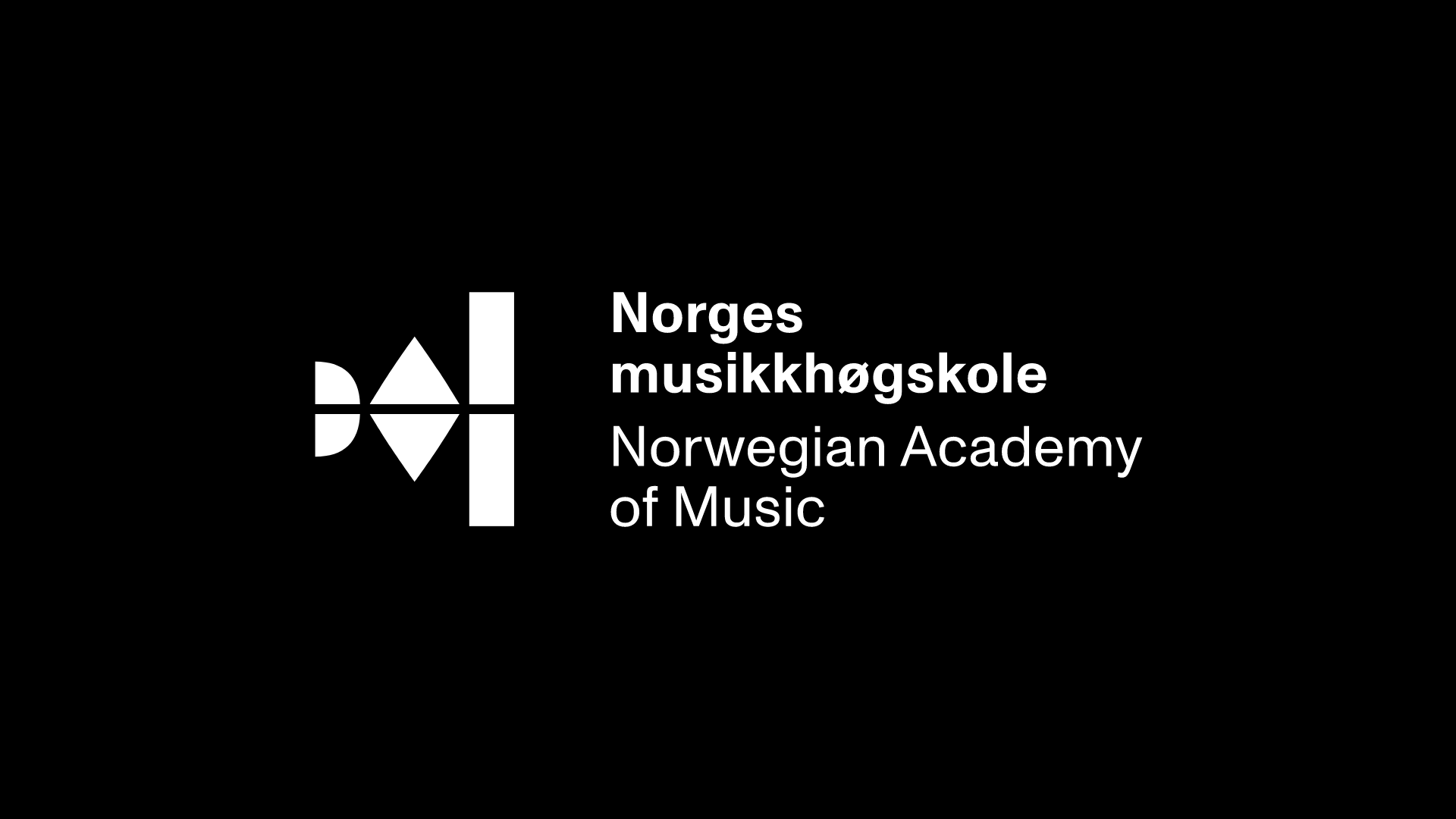 White logo on black background