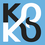 Logoen til Koko som er en K og en O gjentatt to ganger hvor O-ene går inn i hverandre og danner et slags åttetall