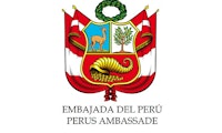 Logoen til Perus ambassade, med teksten «Embajada del Perú. Perus ambassade.»