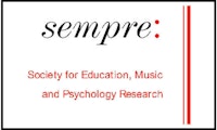 Logoen til SEMPRE, Society for Education, Music and Psychology Research. Rød og svart med navnet på organisasjonen.