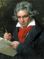 Maleri av Beethoven med noteark