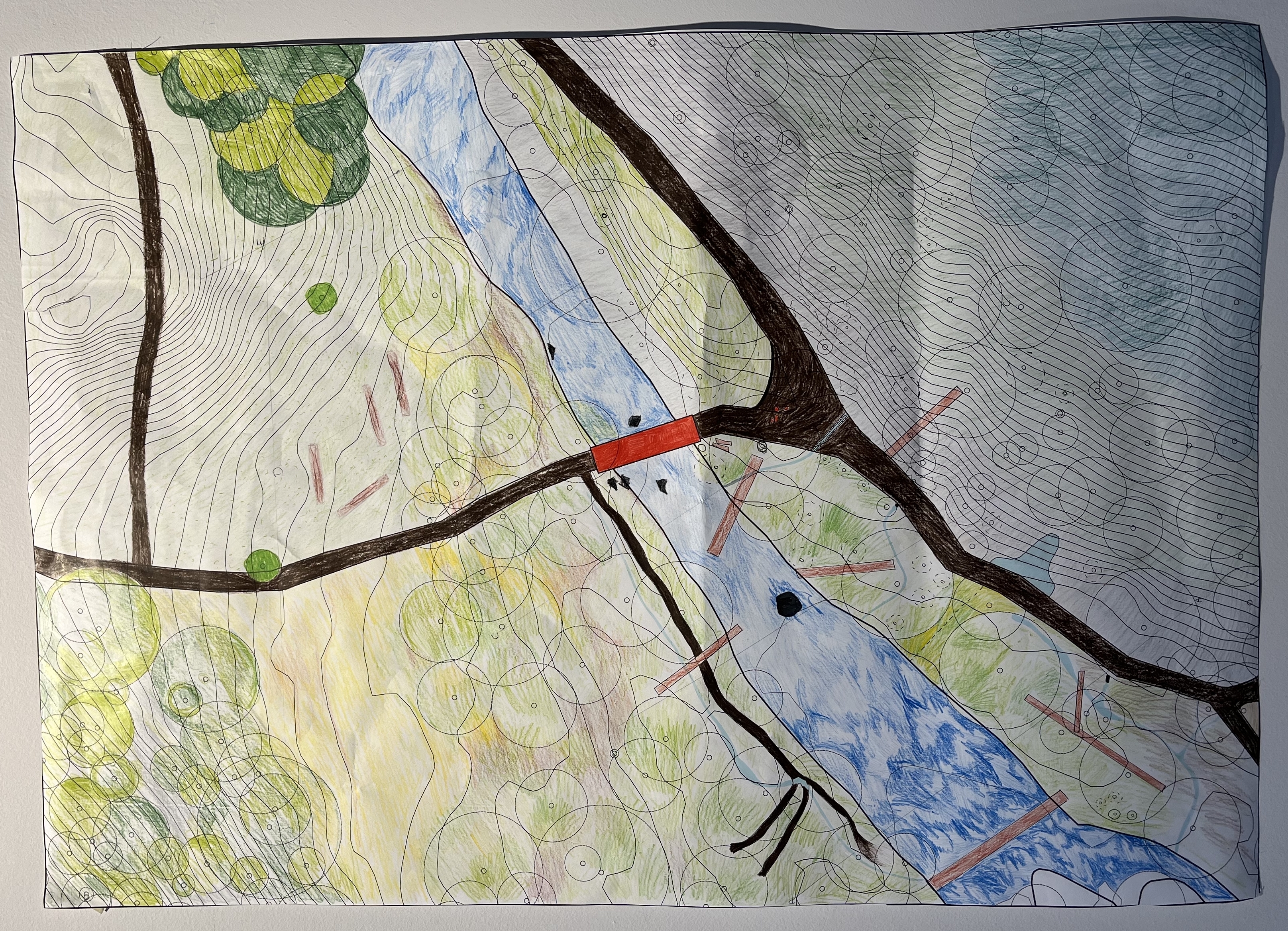 Bilde av en tegnet modell av Akerselven.