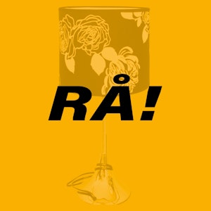 Gult bilde med RÅ!-logo og en lampe i bakgrunnen