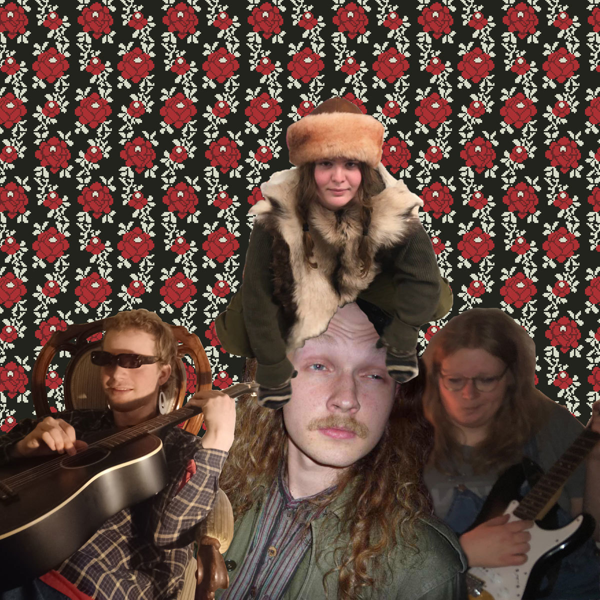 Kollasj av musikerne i bandet Tussebruri.