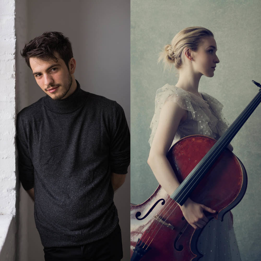 Kollasj av Chris Blex og Sophie Kauer med cello.