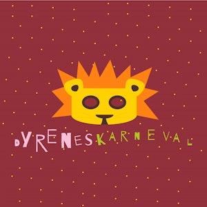 Grafisk logo til konseptet Dyrenes karneval, lilla med en stilisert løve.