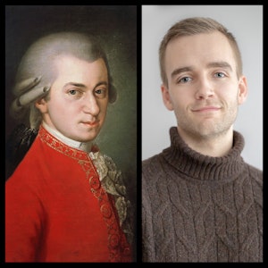 Kollasj av Mozart og Magnus Løvlie.