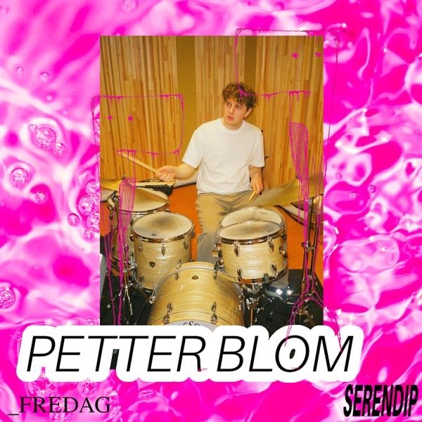 Artist Petter Blom med bandnavn og Serendip-grafikk, samt teksten "fredag" og "Serendip".