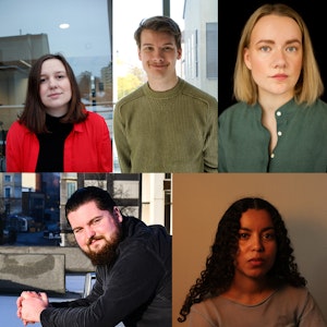 Komponister som bidrar på Sonisk hage/Ultima 2022. Olivia Kløppe, Torbjørn Haaland, Maia Viken, Benjamin Knutsen og Victoria Finstad.