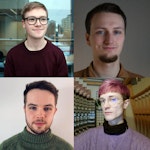 Kollasj av komponister som bidrar på Sonisk hage/Ultima 2022. Magnus Hexeberg, Mikkel Aase, Andreas Hellesøy og Evelin Lindberg