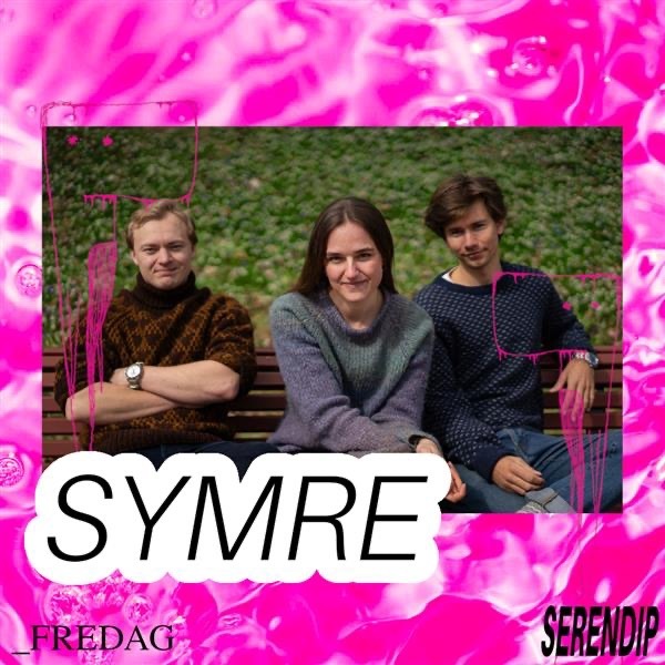 Symre med band, med bandnavn og Serendip-grafikk, samt teksten "fredag" og "Serendip".