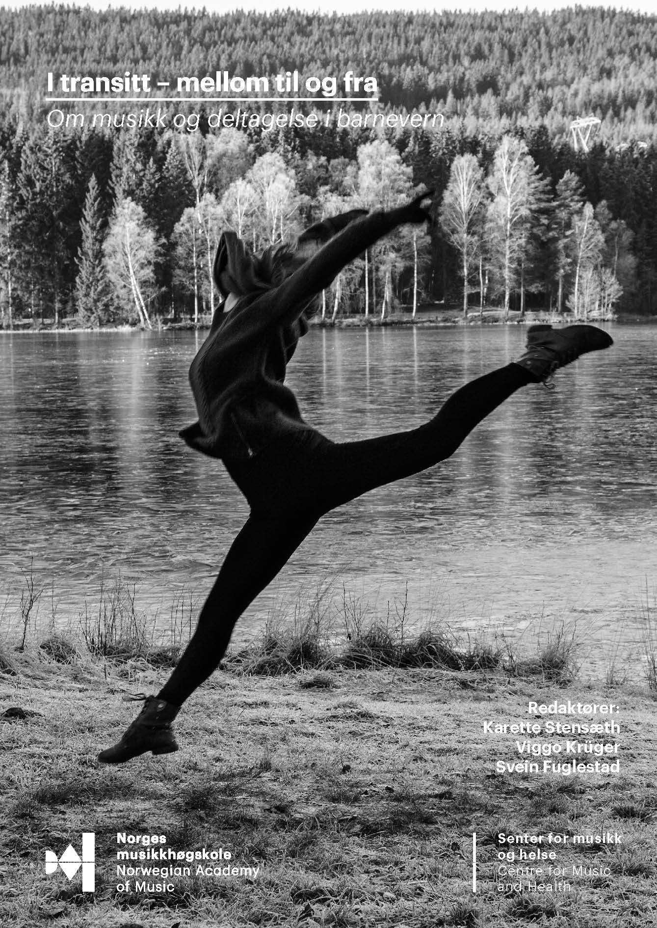 Forsiden til "I transitt – mellom, til og fra. Om musikk og deltagelse i barnevern" av Karette Stensæth, Viggo Krüger og Svein Fuglestad (red.).